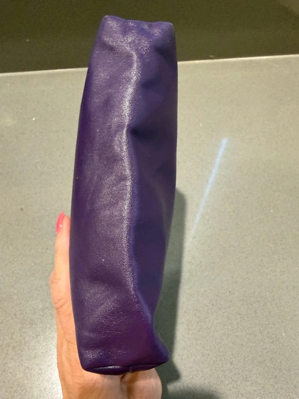 Furla Soft Purple Leather Zip Cosmetic Pouch